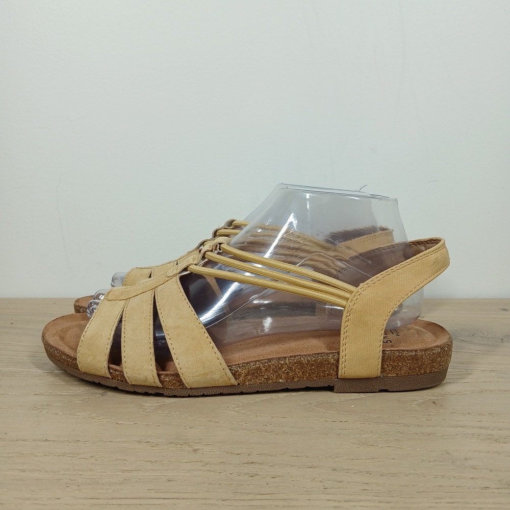 Earth Origins Laney Sandals Women 8 Yellow Jaune Leather Strappy Slingback